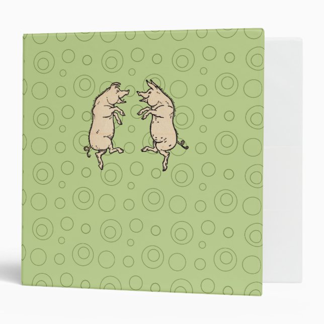 Antique Dancing Pigs: Whimsical Vintage Piggy Jig  Binder (Front/Inside)