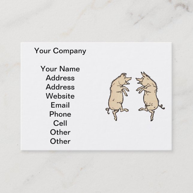 Antique Dancing Pigs: Whimsical Vintage Piggy Jig  Business Card (Front)