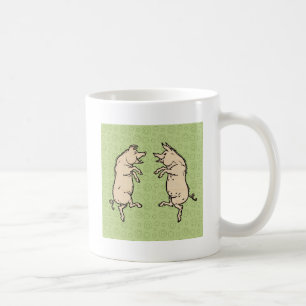Antique Dancing Pigs: Whimsical Vintage Piggy Jig  Coffee Mug
