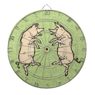 Antique Dancing Pigs: Whimsical Vintage Piggy Jig  Dartboard