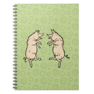 Antique Dancing Pigs: Whimsical Vintage Piggy Jig  Notebook