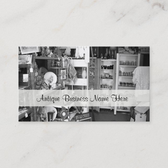 Antique Dealer Black and White Business Cards (Front)