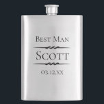 Antique Deco Personalized Hip Flask<br><div class="desc">Antique decorative accents personalized wedding party flask. Perfect gift for the Best Man and Groomsman. Customize text and font style.</div>
