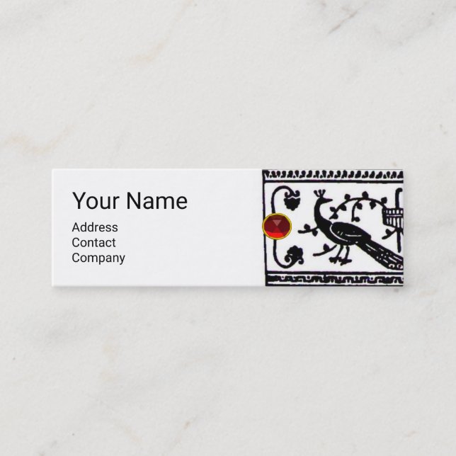ANTIQUE DECOR ,ANIMALS,RED RUBY,Black White Mini Business Card (Front)