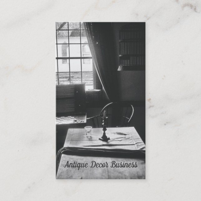 Antique Decor Interior Room Table Window Rustic Business Card (Front)