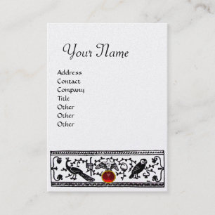 ANTIQUE DECOR,RED RUBY MONOGRAM,Black White Pearl Business Card