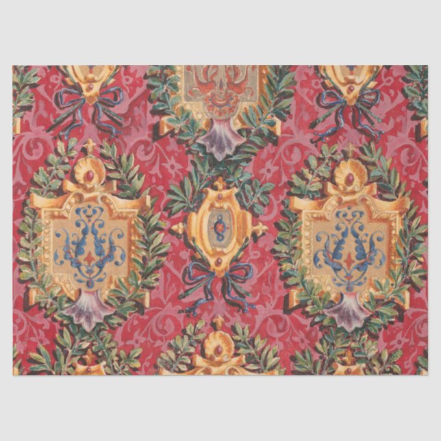 Antique Decorative French Floral Pattern Tissue Paper (Front)