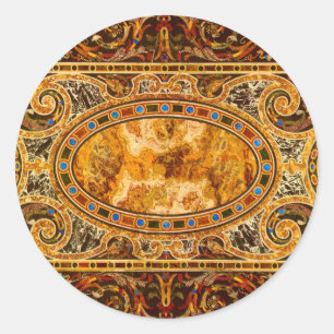 Antique Decorative Italian Gemstone Pattern Classic Round Sticker
