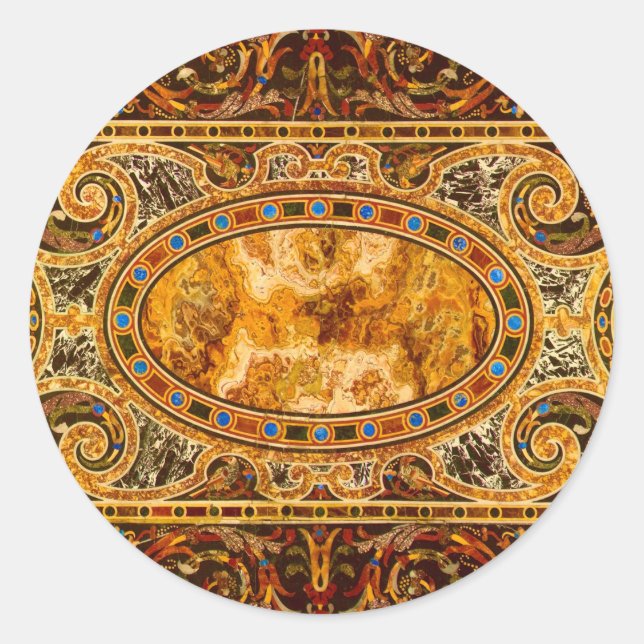 Antique Decorative Italian Gemstone Pattern Classic Round Sticker (Front)