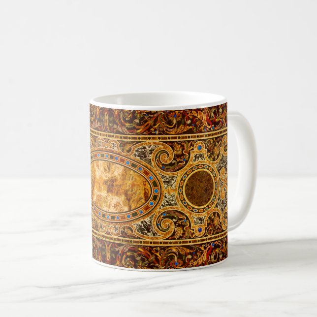 Antique Decorative Italian Gemstone Pattern Coffee Mug (Front Right)