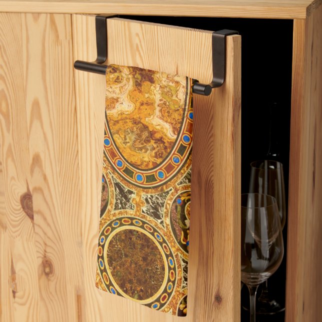 Antique Decorative Italian Gemstone Pattern Kitchen Towel (Thirds Fold)