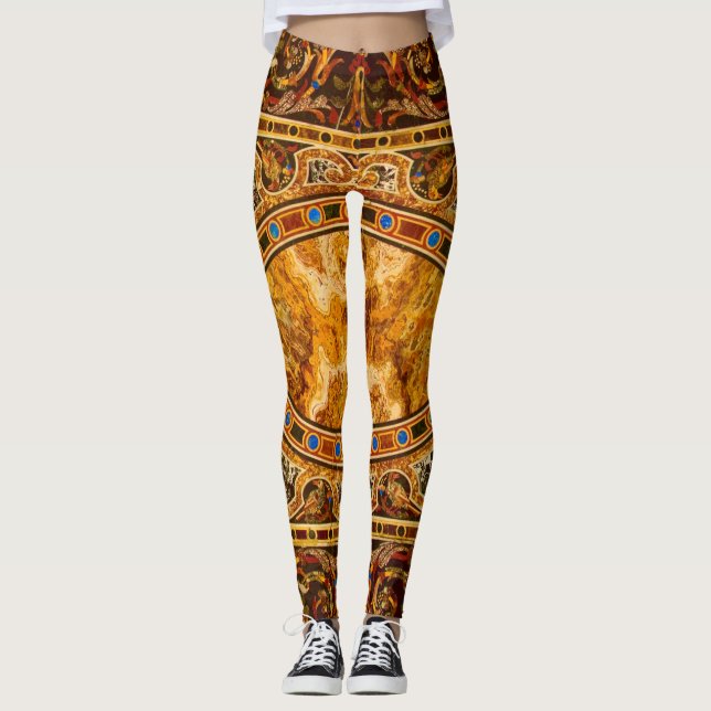 Antique Decorative Italian Gemstone Pattern Leggings (Front)