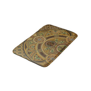 Antique Decorative Wooden Print Bath Mat