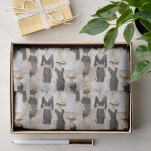 Antique Découpage Ladies with Wide Brim Hats Tissue Paper