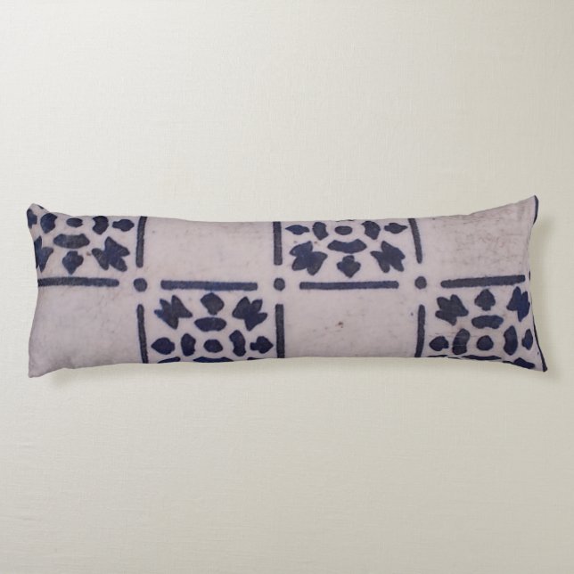 Antique Delft Tile Blue: Classic Dutch Art Pattern Body Pillow (Back)