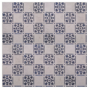 Antique Delft Tile Blue: Classic Dutch Art Pattern Fabric