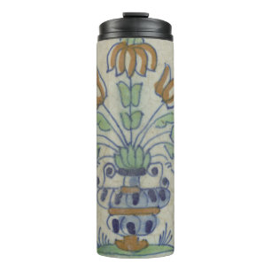 Antique Delft Tile Dutch Tulip Vase: Blue and Gold Thermal Tumbler