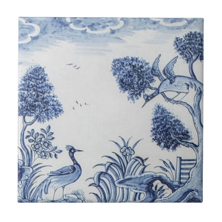 Antique Delft Tile-Pastoral Scene-Blue & White-7 Tile
