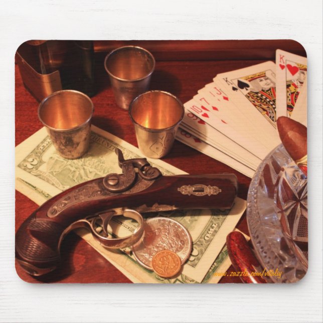 Antique derringer pistol in gambling set up photo mouse pad (Front)