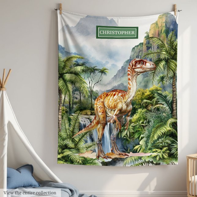 Antique Dinosaur Blanket Personalized Child Name (Antique Dinosaur Blanket Personalized with Child Name)