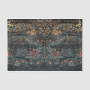 Antique Distressed Dark  Botanical Decoupage Tissue Paper