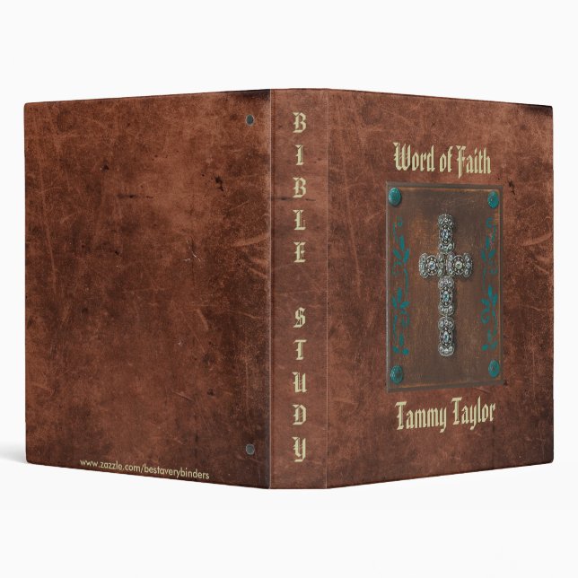 Antique Distressed Print W/Cross Study Notebook Binder (Background)