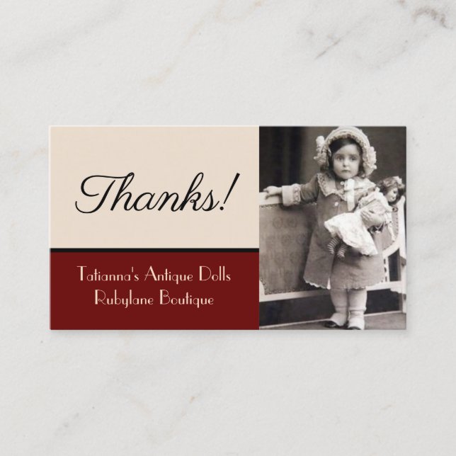 Antique Dolls Business Cards Rubylane Ebay Etsy (Front)
