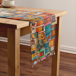 Antique Door Photography Colourful Unique Modern Short Table Runner