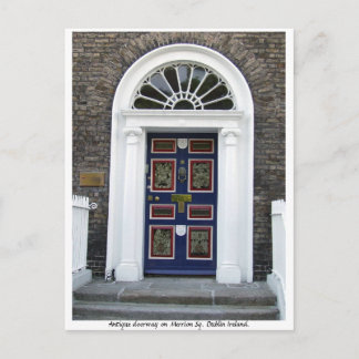 Antique Doorway, Merrion Square Dublin Postcard