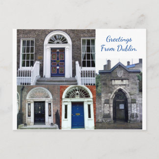 Antique doorways collage, Greetings from Dublin Postcard