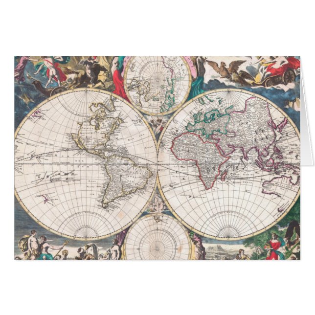 Antique Double-Hemisphere World Map (Front Horizontal)