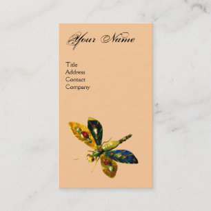 ANTIQUE DRAGONFLY JEWEL MONOGRAM ;Black Pink Business Card