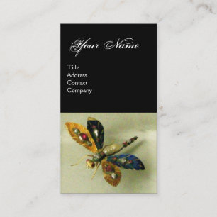 ANTIQUE DRAGONFLY JEWEL MONOGRAM ,Black White Business Card