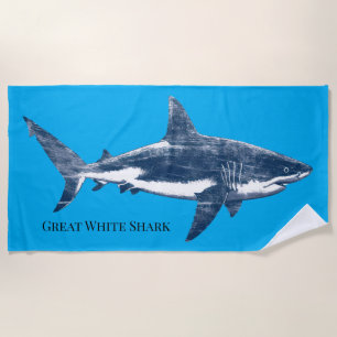 Antique  drawing of a shark beach towel