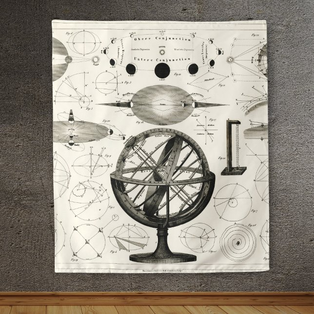 Antique Drawing of Vintage Astrological Spheres Tapestry (Creator Uploaded)