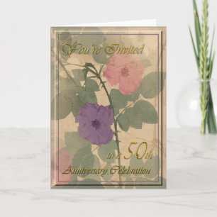 Antique Dusty Rose 50th Anniversary Card