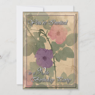 Antique Dusty Rose 90 Birthday Invitation