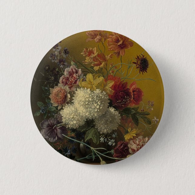 Antique Dutch Master Floral Georgius van Os 1820  2 Inch Round Button (Front)