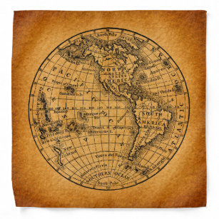 Antique Earth World Map Vintage Globe Art Bandana