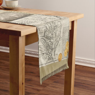 Antique East Coast Map Short Table Runner