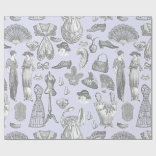 antique edwardian vintage fashion ladies purple wrapping paper
