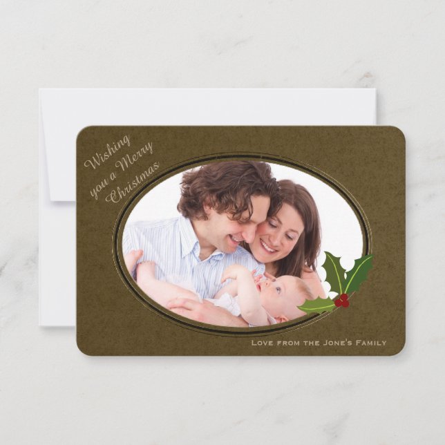 Antique Effect Frame Custom Photo Christmas Invitation (Front)