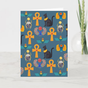 Antique Egypt Pattern, Hieroglyphics digital paper Card