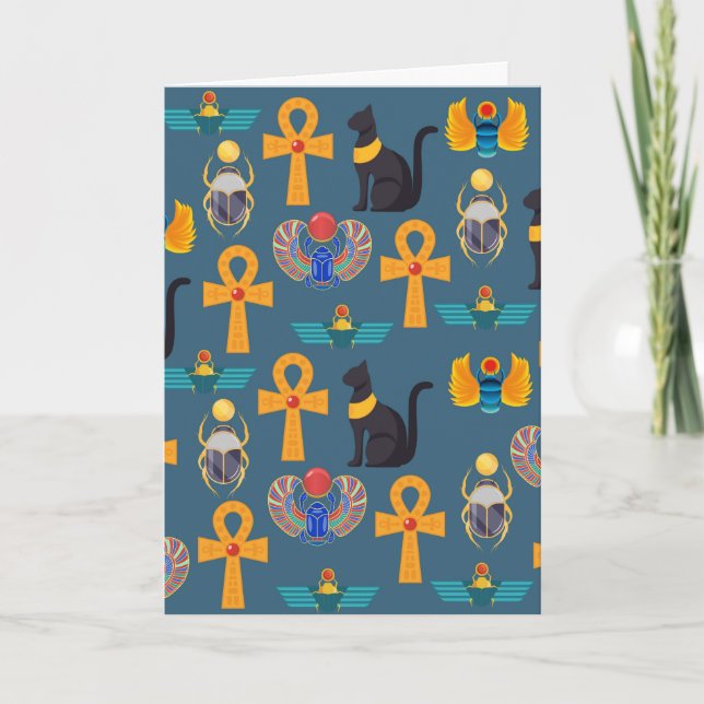 Antique Egypt Pattern, Hieroglyphics digital paper Card (Front)