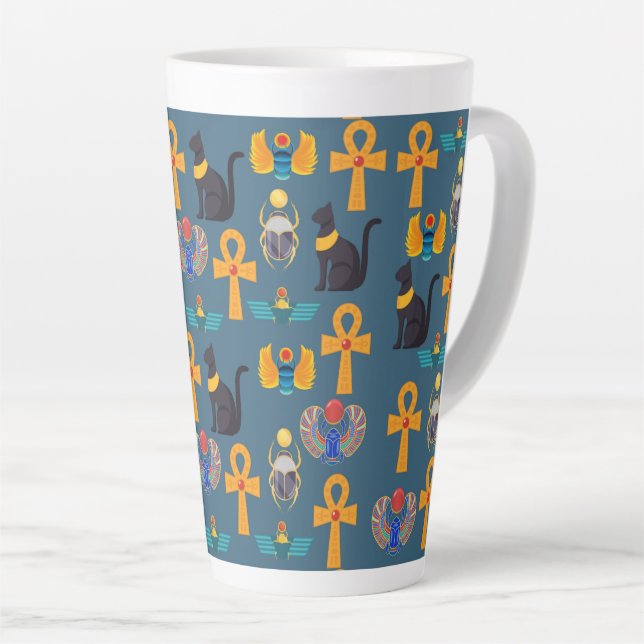 Antique Egypt Pattern, Hieroglyphics digital paper Latte Mug (Right Angle)