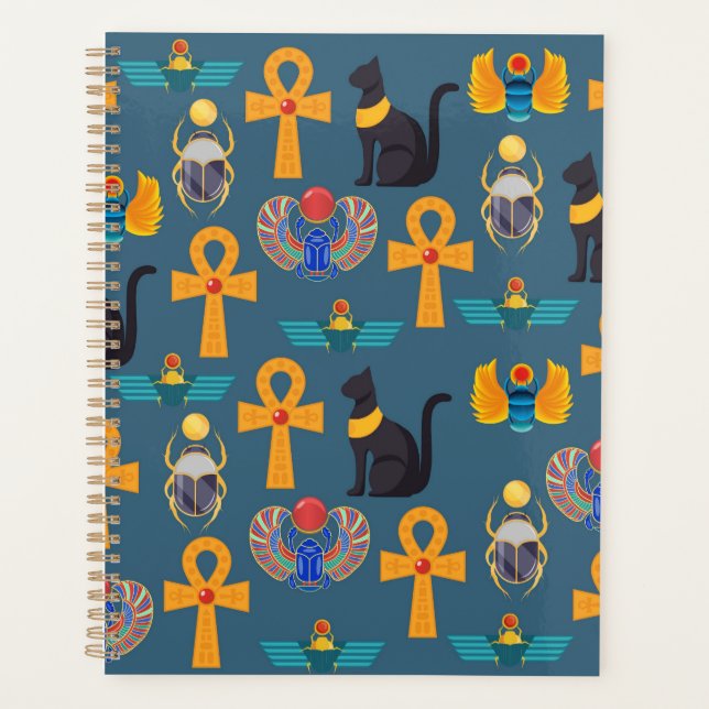 Antique Egypt Pattern, Hieroglyphics digital paper Planner (Front)