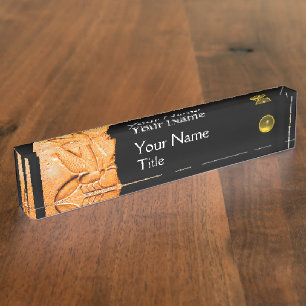 ANTIQUE EGYPTIAN HONEY BEE,BEEKEEPER Orange Black Nameplate