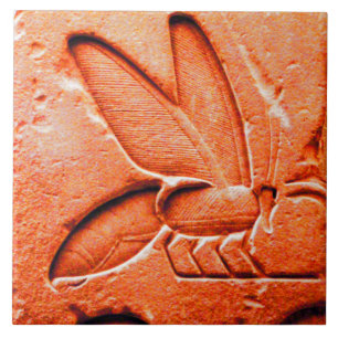 ANTIQUE EGYPTIAN HONEY BEE BEEKEEPER Red Tile