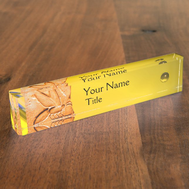 ANTIQUE EGYPTIAN HONEY BEE BEEKEEPER Yellow Nameplate (Side)