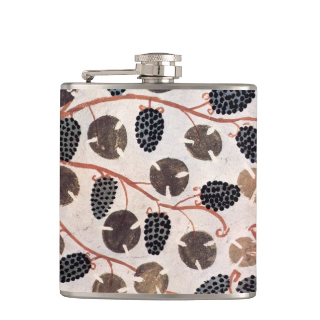 ANTIQUE EGYPTIAN VINEYARD GRAPES AND GRAPE VINES HIP FLASK (Front)